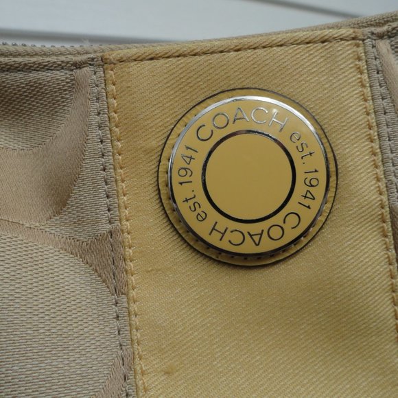 Coach 2 Way Satchel Signature Stripe Demi Cross Body F19218 Yellow/Cream - Picture 4 of 11